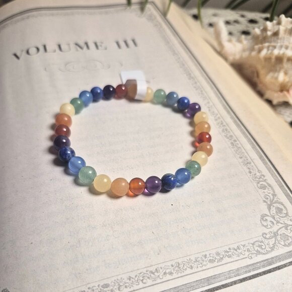 Chakra / Rainbow Bracelet with Assorted Gemstones - Picture 5 of 5